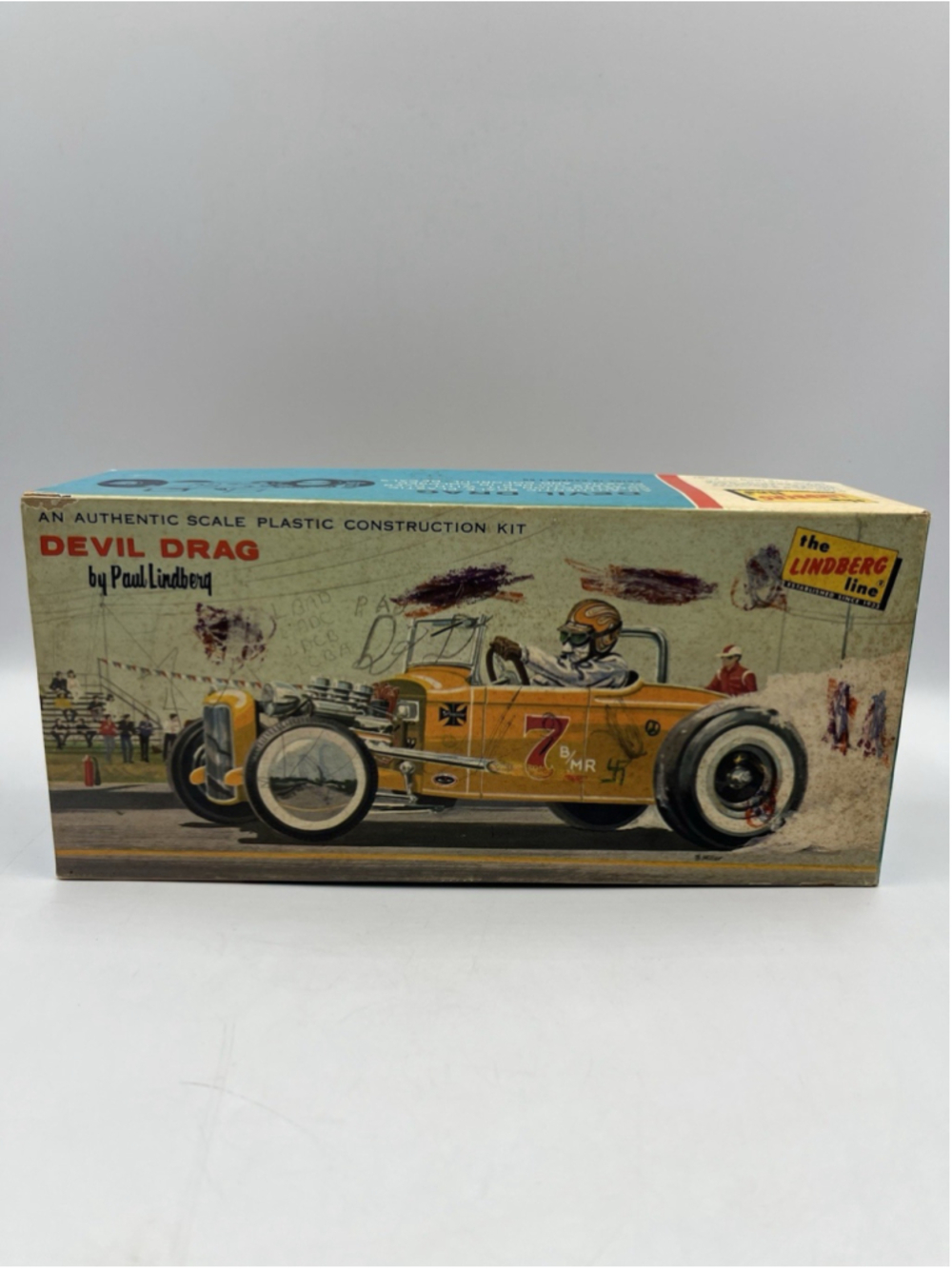VINTAGE Lindberg 1967 Devil Drag 6029 Hot Rod Built 7/16" Rare Plastic Model Car